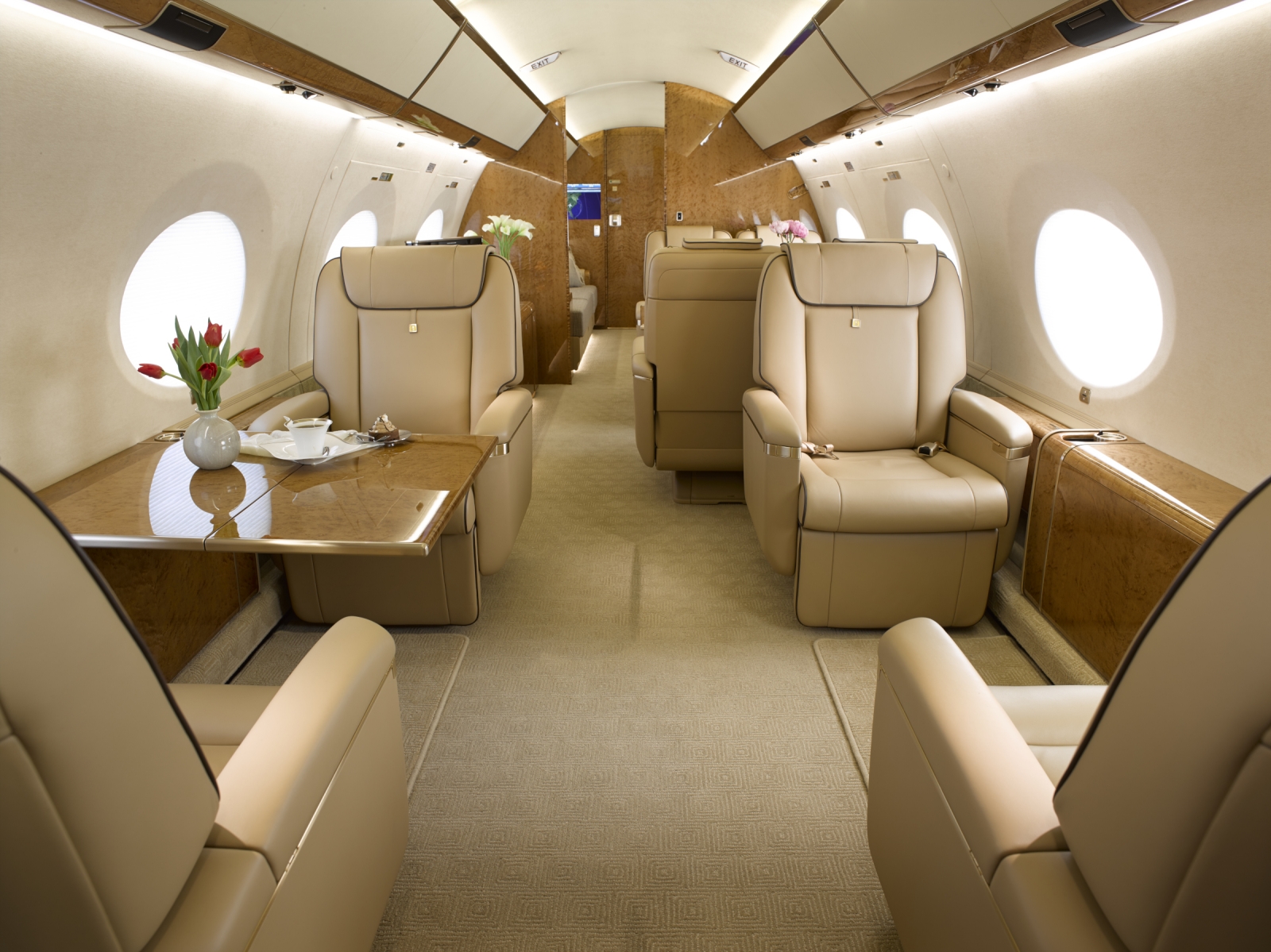 image of private jet interior